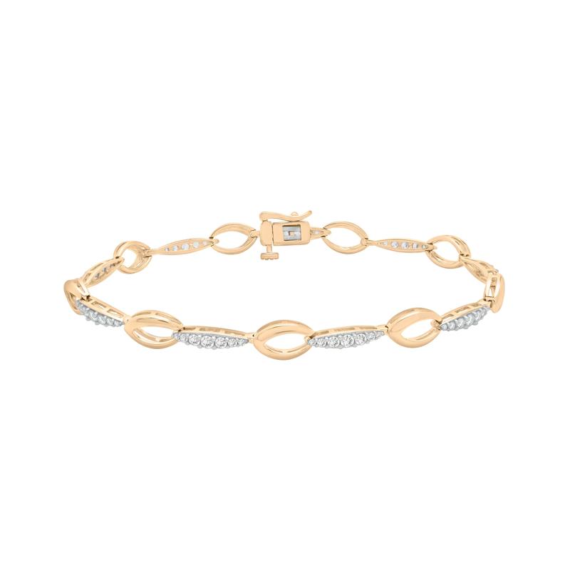 Diamond Oval-Link Bracelet in 10K Yellow Gold &#40;1 ct. tw.&#41; – Image 1 of 1
