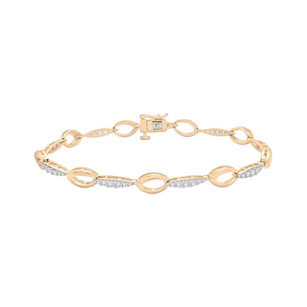 Diamond Oval-Link Bracelet in 10K Yellow Gold (1 ct. tw.) – Image 1 of 1