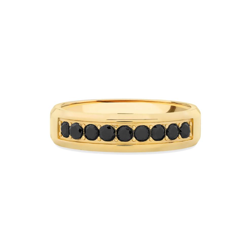 Black Diamond Beveled Band in 10K Yellow Gold, 6mm (3/8 ct. tw.) – Image 1 of 4