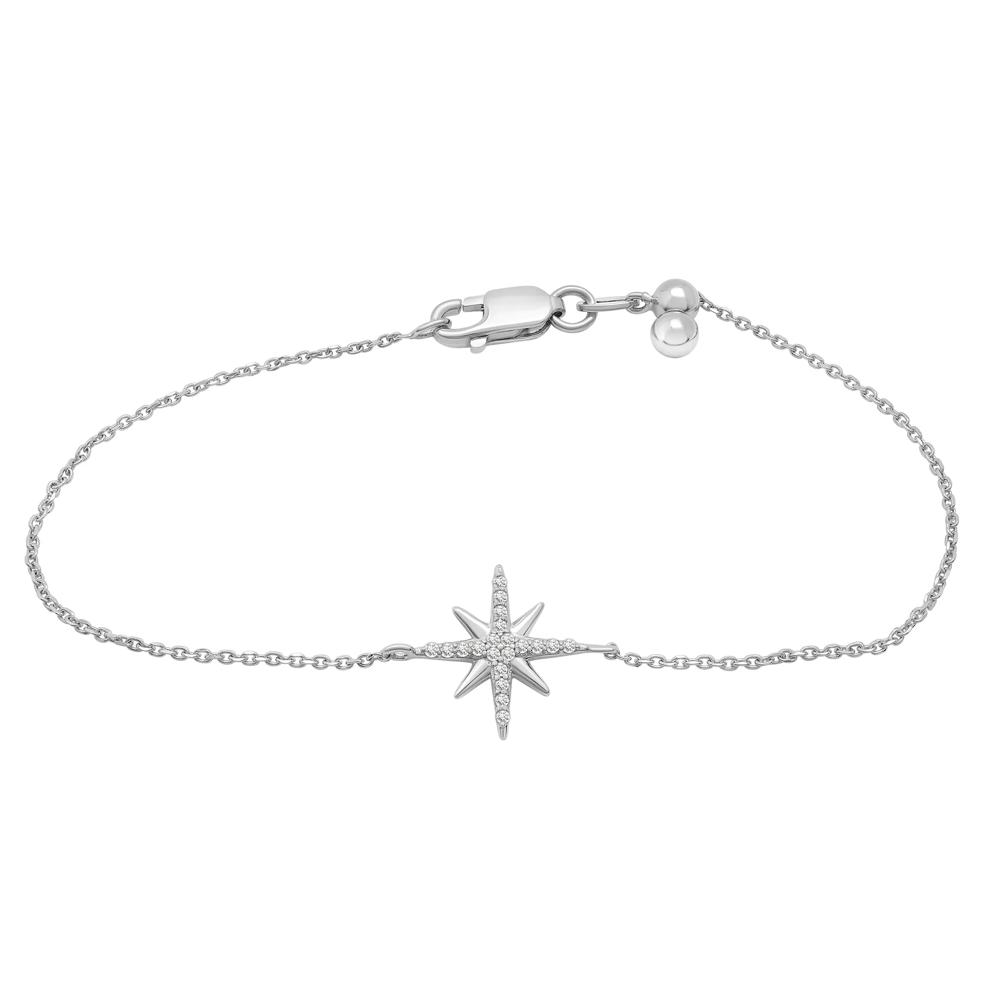 Lab-Created White Sapphire Starburst Bracelet in Sterling Silver – Image 1 of 1