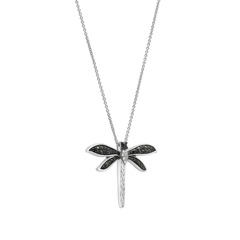 Black Diamond Dragonfly  Pendant in Sterling Silver &#40;1/10 ct. tw.&#41; – Image 4 of 4