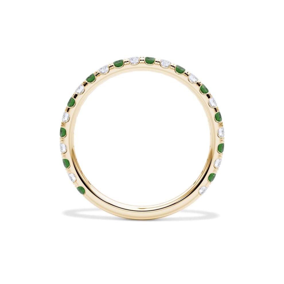 Lab Grown Diamond &amp; Lab-Created Emerald Anniversary Band in 14K Yellow Gold (1/3 ct. tw.) – Image 2 of 4