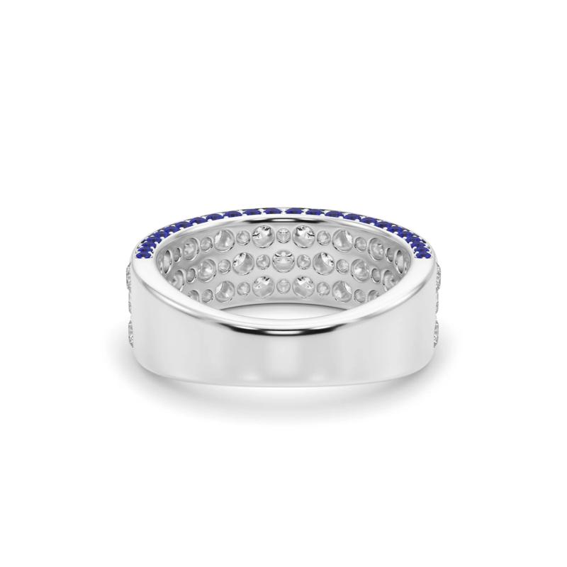 Diamond and Blue Sapphire Anniversary Band in 14K White Gold &#40;2 ct. tw.&#41; – Image 4 of 5
