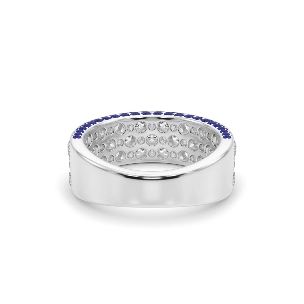 Diamond and Blue Sapphire Anniversary Band in 14K White Gold (2 ct. tw.) – Image 4 of 5
