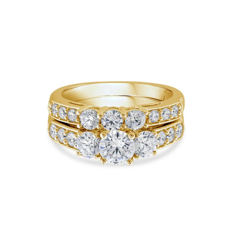Lab Grown Diamond Bridal Set in 10K Yellow Gold &#40;2 1/4 ct. tw.&#41; – Image 1 of 3