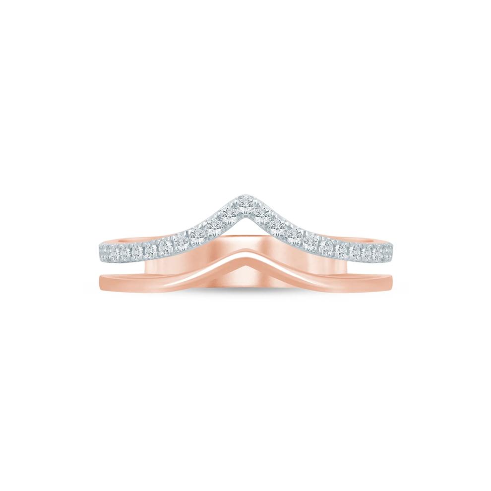 Lab Grown Diamond Chevron Anniversary Band in 14K Rose Gold (1/5 ct. tw.) – Image 1 of 3