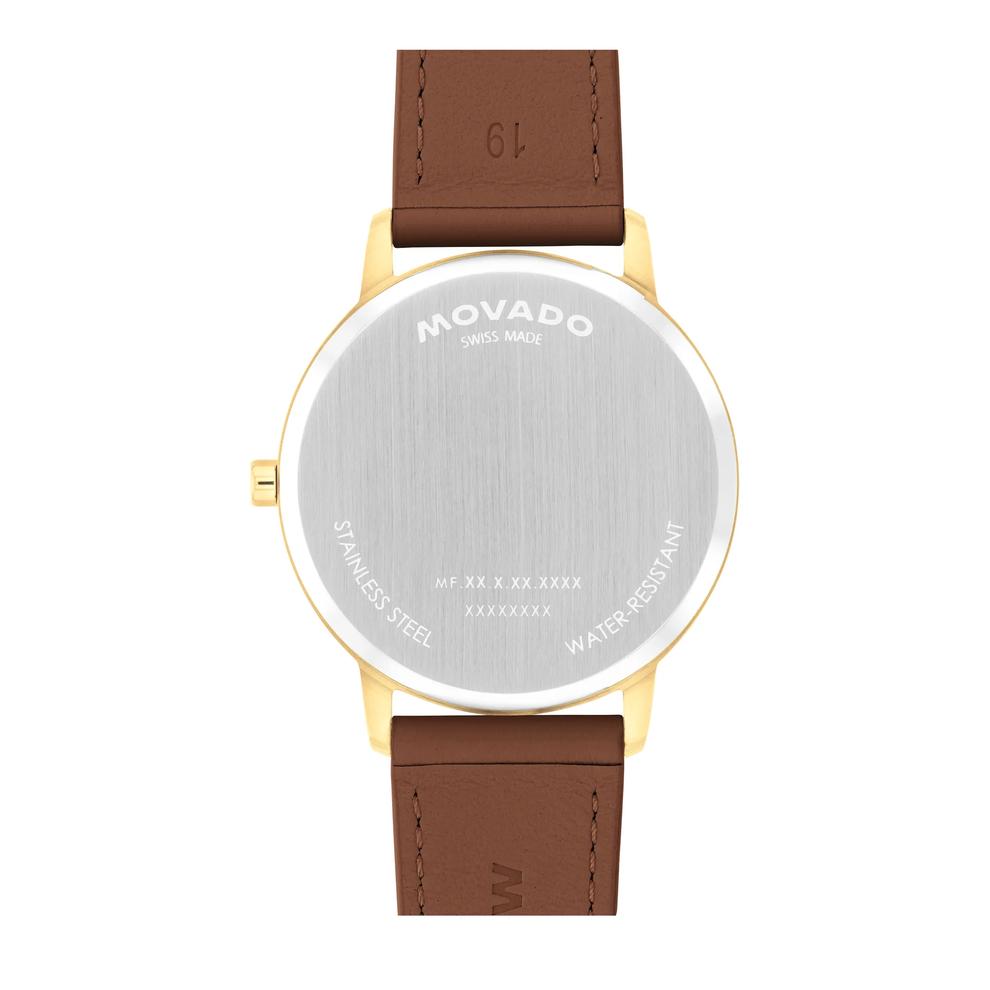 Face Watch With Brown Leather Strap in Gold-Tone Stainless Steel, 39mm – Image 3 of 3