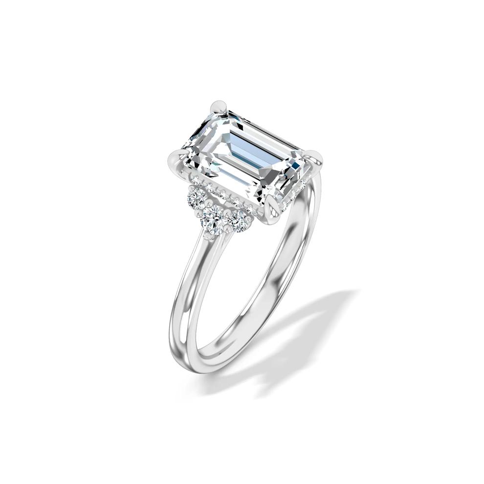 Lab Grown Diamond Emerald-Cut Center Engagement Ring in 14K White Gold (3 1/4 ct. tw.) – Image 4 of 4