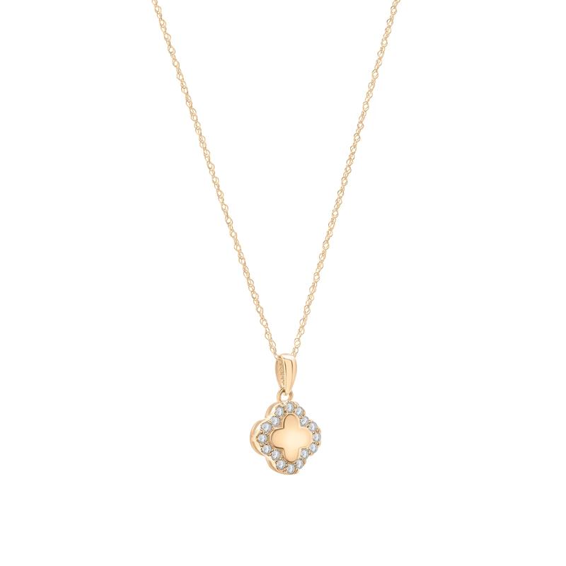 Diamond Quatrefoil Pendant in 10K Yellow Gold &#40;1/7 ct. tw.&#41; – Image 2 of 4