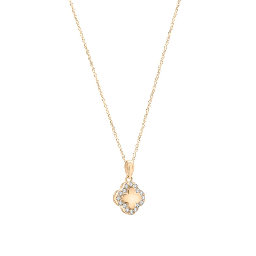 Diamond Quatrefoil Pendant in 10K Yellow Gold (1/7 ct. tw.) – Image 2 of 4