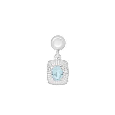 Lab-Created Aquamarine Medallion Birthstone Bead Charm in Sterling Silver