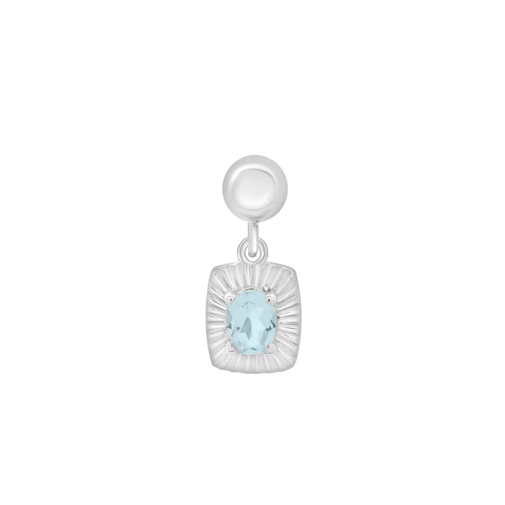 Lab-Created Aquamarine Medallion Birthstone Bead Charm in Sterling Silver – Image 1 of 3