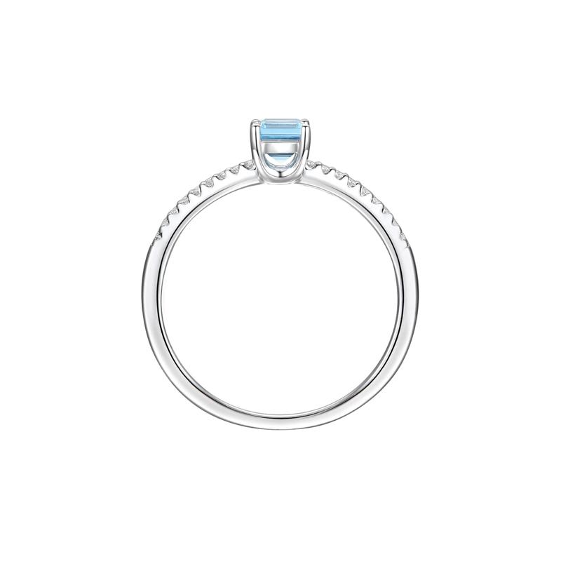 Blue Topaz and Lab Created White Sapphire Ring in Sterling Silver – Image 2 of 3