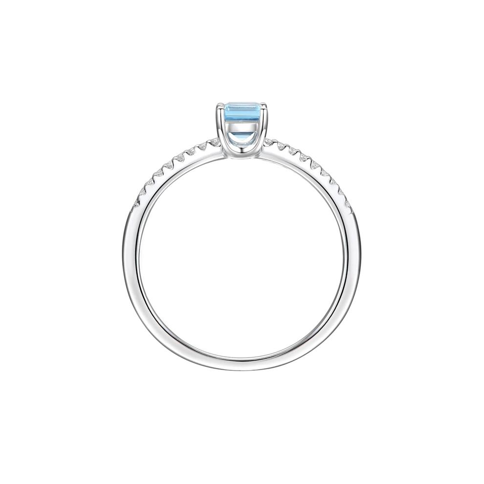 Blue Topaz and Lab Created White Sapphire Ring in Sterling Silver – Image 2 of 3