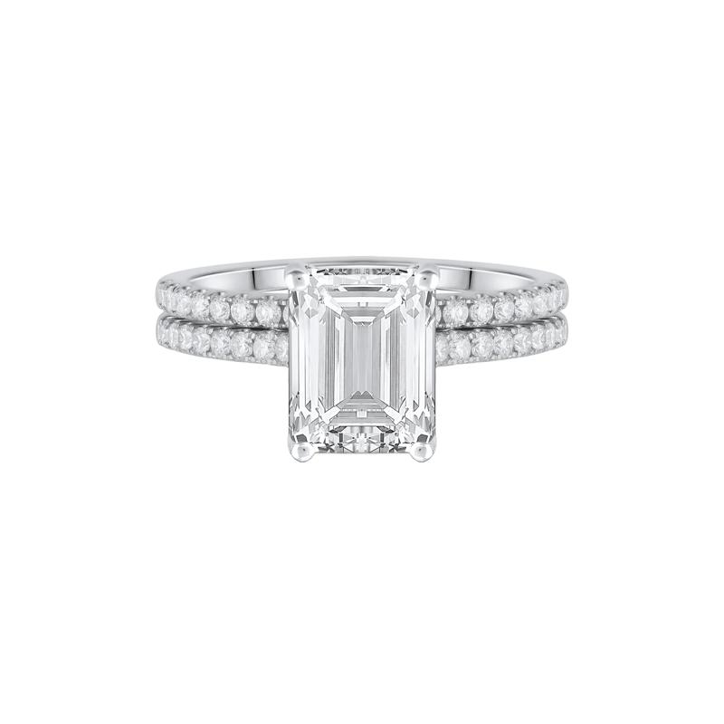 Lab Grown Diamond Emerald-Cut Wedding Set in 14K White Gold &#40;3 &frac12; ct. tw.&#41; – Image 1 of 3