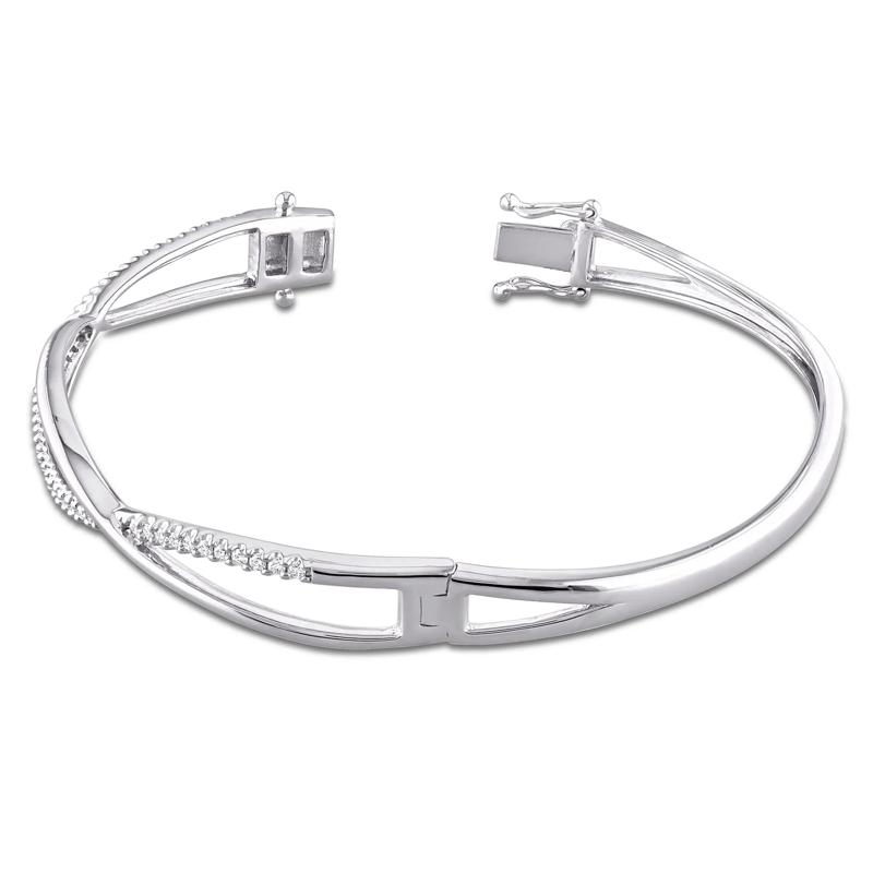 Lab-Created Moissanite Bangle Bracelet in Sterling Silver – Image 2 of 6
