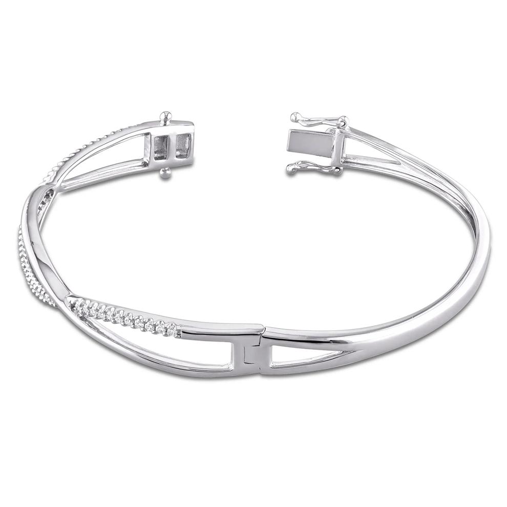 Lab-Created Moissanite Bangle Bracelet in Sterling Silver – Image 2 of 6