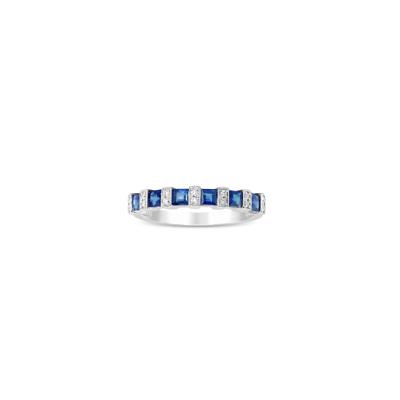 Princess-Cut Blue Sapphire and Diamond Accent Ring in 10K White Gold