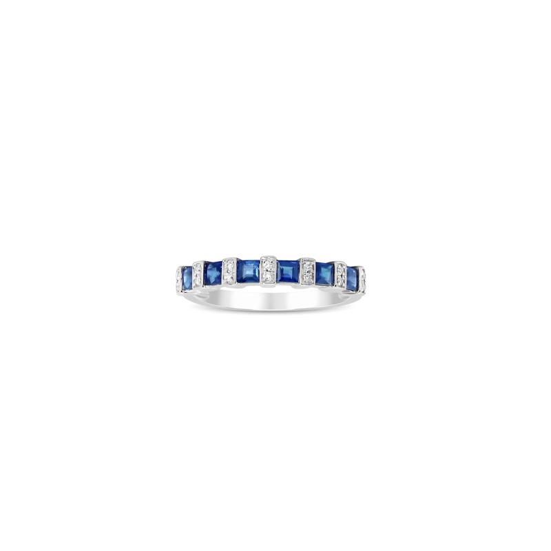 Princess-Cut Blue Sapphire and Diamond Accent Ring in 10K White Gold – Image 1 of 4