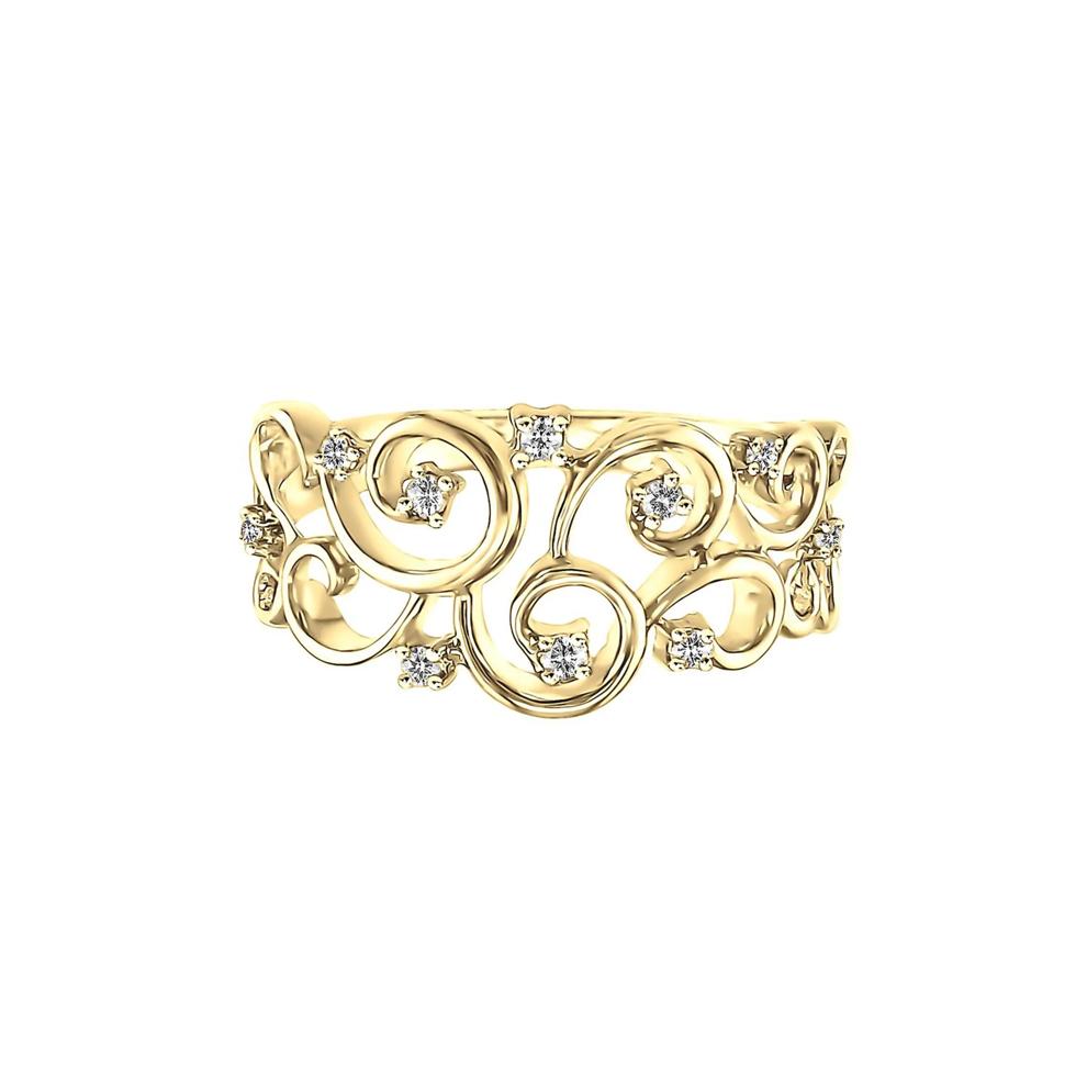 1/10 ct. tw. Diamond Swirl Ring in 10K Yellow Gold – Image 1 of 3