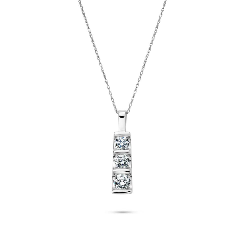 Lab Grown Diamond Three-Stone Pendant in 14K White Gold (1 ct. tw.) – Image 1 of 4