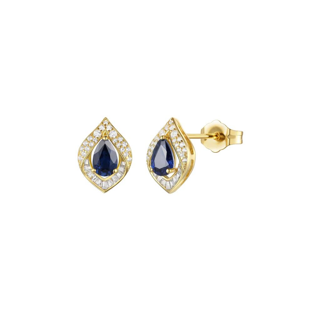 Blue Sapphire and Diamond Earrings in 10K Yellow Gold (1/4 ct. tw.) – Image 1 of 1