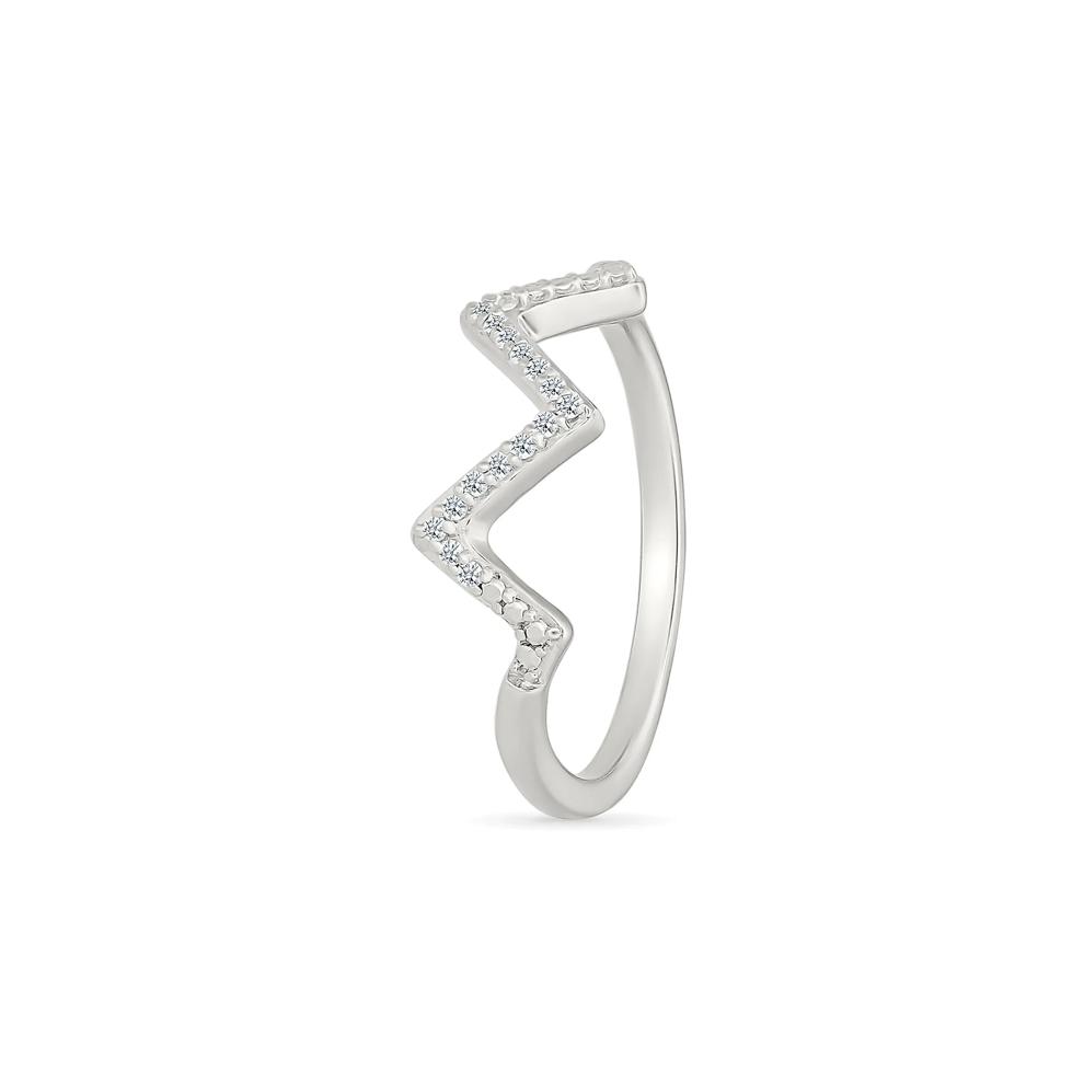 Diamond Accent Zig-Zag Pinky Ring in Sterling Silver – Image 3 of 4