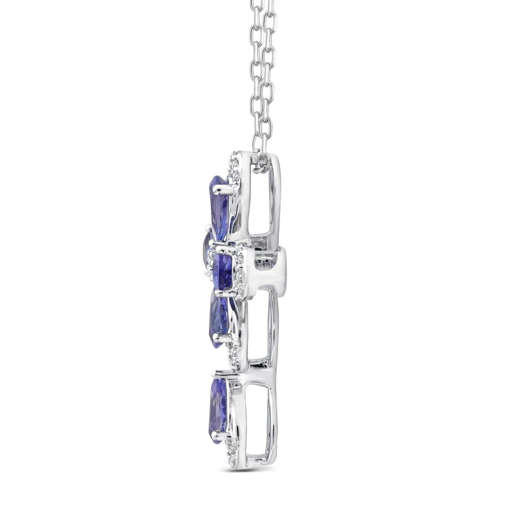 Tanzanite and Diamond Cross Pendant in 10K White Gold (1/10 ct. tw.) – Image 2 of 3