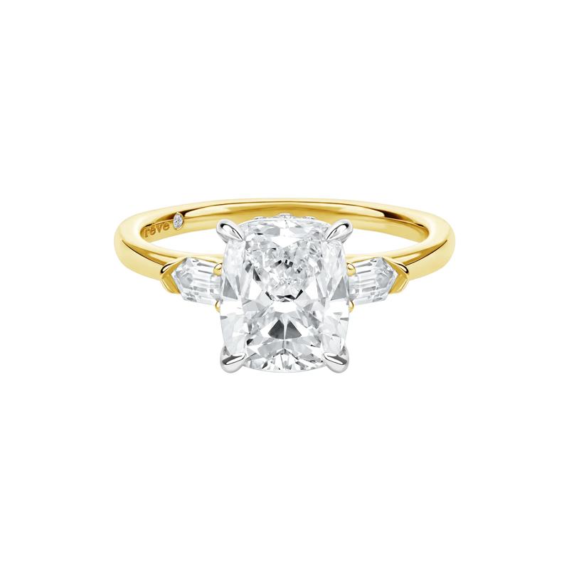 Jules Lab Grown Diamond Elongated Cushion Engagement Ring in 14K Yellow and White Gold &#40;2-3/8 ct. tw.&#41; – Image 1 of 5