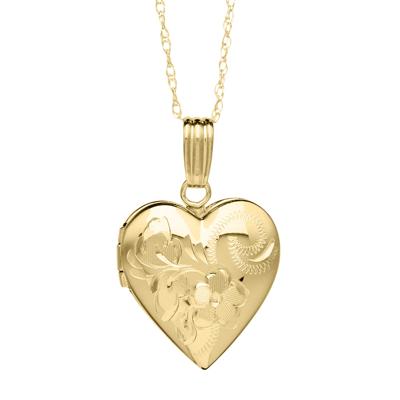 Heart-Shaped Floral Locket in 14K Yellow Gold