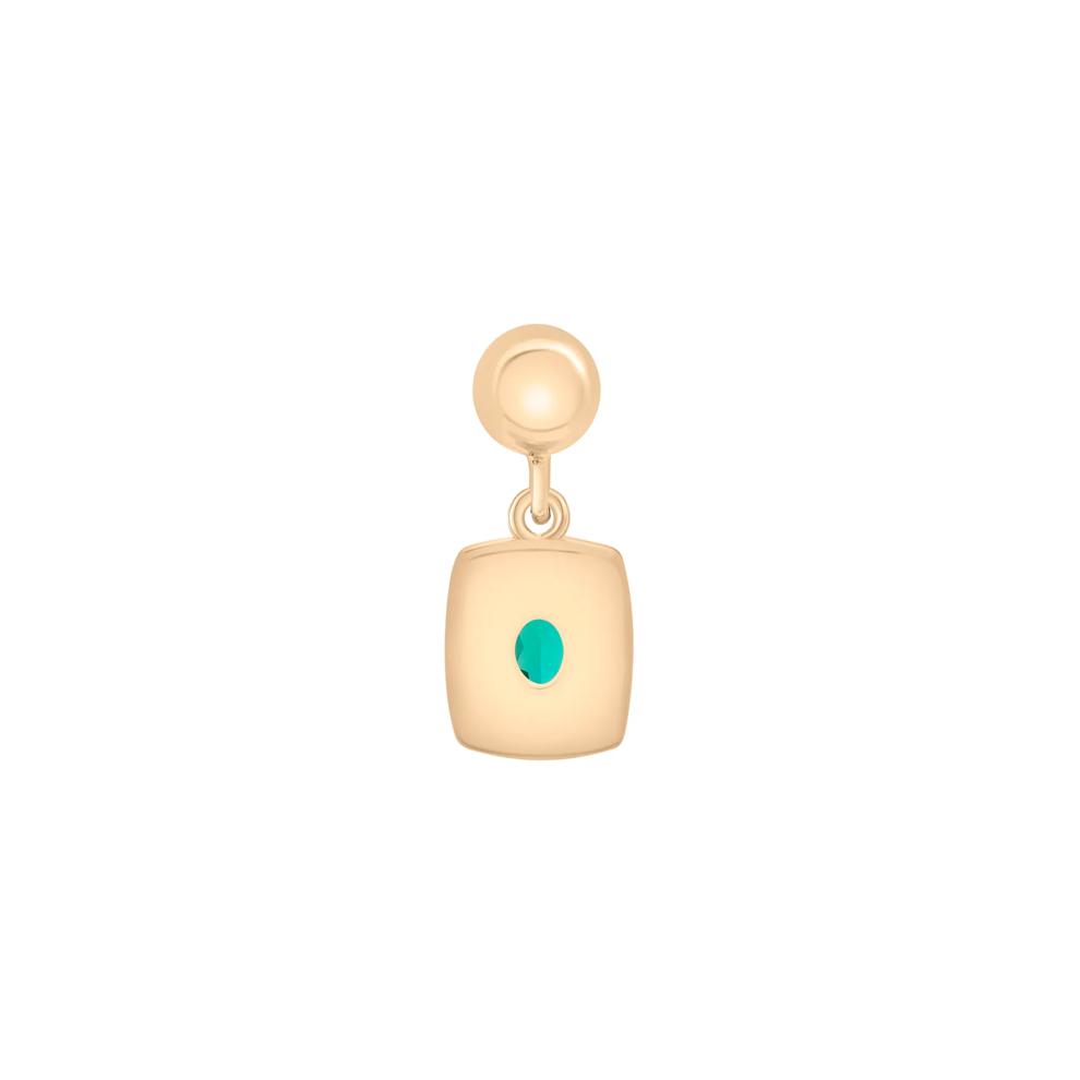 Lab-Created Emerald Medallion Birthstone Bead Charm in Vermeil – Image 3 of 3