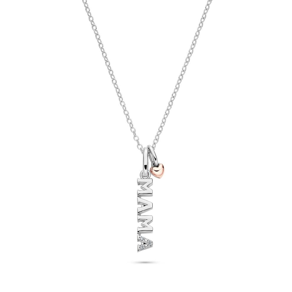 Lab Grown Diamond Accent Mama Pendant in Sterling Silver &amp; 10K Rose Gold – Image 1 of 5