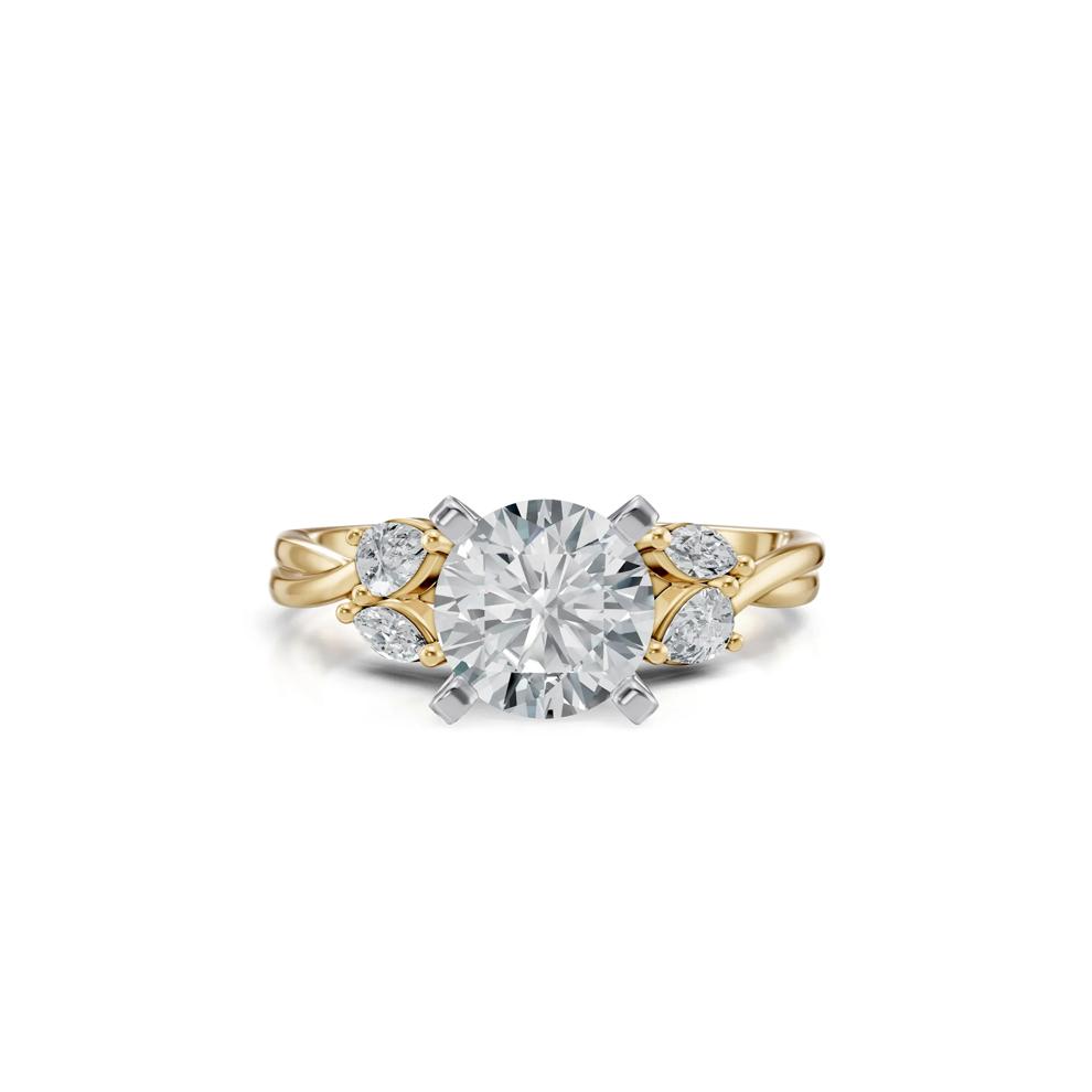 Twist Semi-Mount Engagement Ring in 14K Yellow and White Gold (1/5 ct. tw.) (Setting Only) – Image 2 of 6