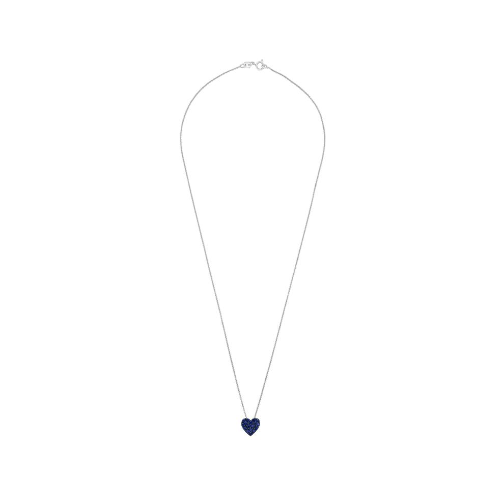 Lab-Created Blue Sapphire Heart Pendant Necklace in Sterling Silver – Image 3 of 4