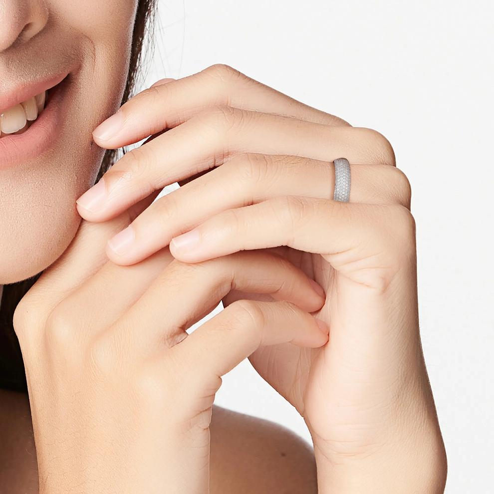 Lab-Created Moissanite Ring in Sterling Silver (4/5 ct. dew) – Image 6 of 7