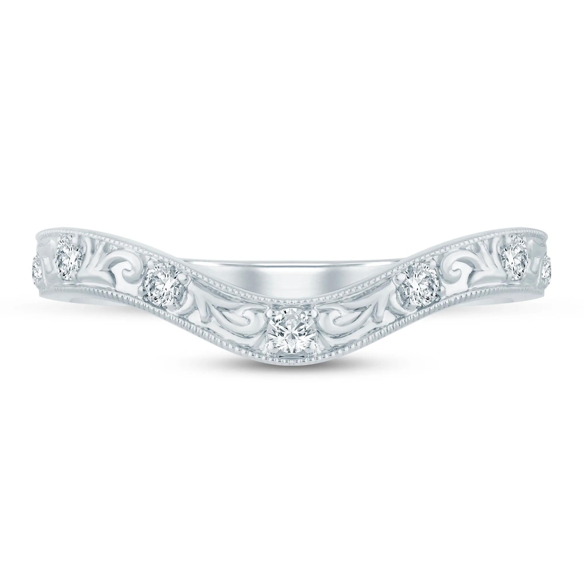 Lab Grown Diamond Engraved Contour Band in 14K Gold