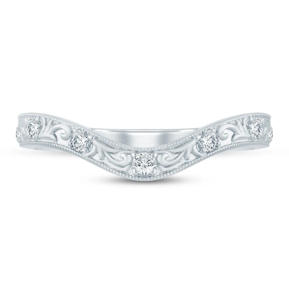 Lab Grown Diamond Engraved Contour Band in 14K White Gold (1/7 ct. tw.) – Image 1 of 3