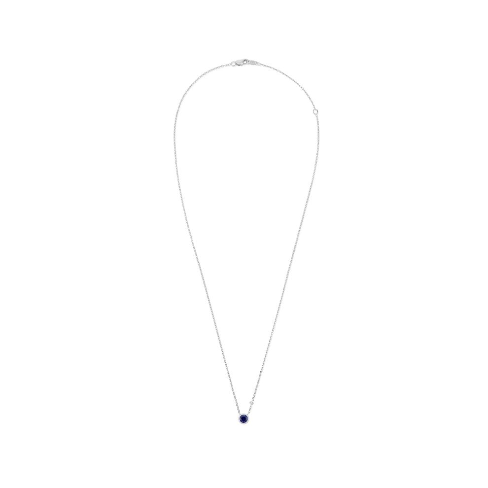 Lab-Created Blue Sapphire &amp; Lab-Created White Sapphire Pendant Necklace in Sterling Silver – Image 3 of 4