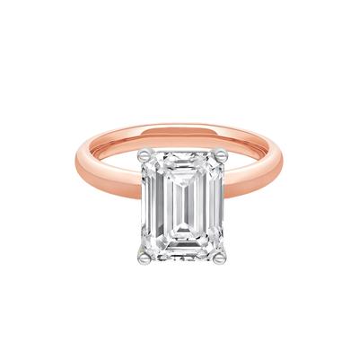 Lab Grown Diamond Emerald-Cut Solitaire Engagement Ring in 14K Rose & White Gold (4 ct.) 
