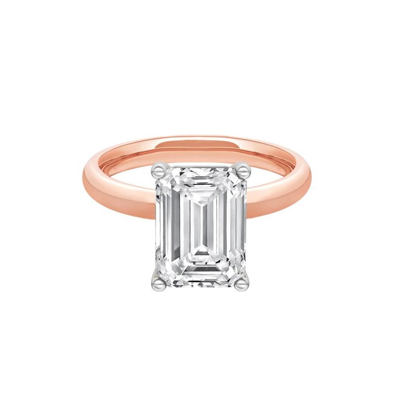 Lab Grown Diamond Emerald-Cut Solitaire Engagement Ring in 14K Rose &amp; White Gold &#40;4 ct.&#41;  – Image 1 of 4