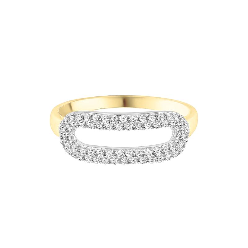 Diamond Oval Link Ring in 10K Yellow Gold &#40;1/3 ct. tw.&#41; – Image 1 of 3