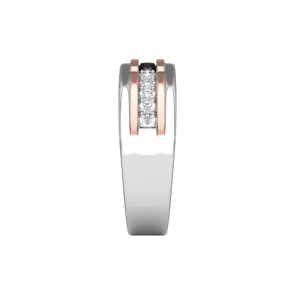 Men's Black and White Diamond Ring in 10K White and Rose Gold (1/2 ct. tw.) – Image 3 of 3
