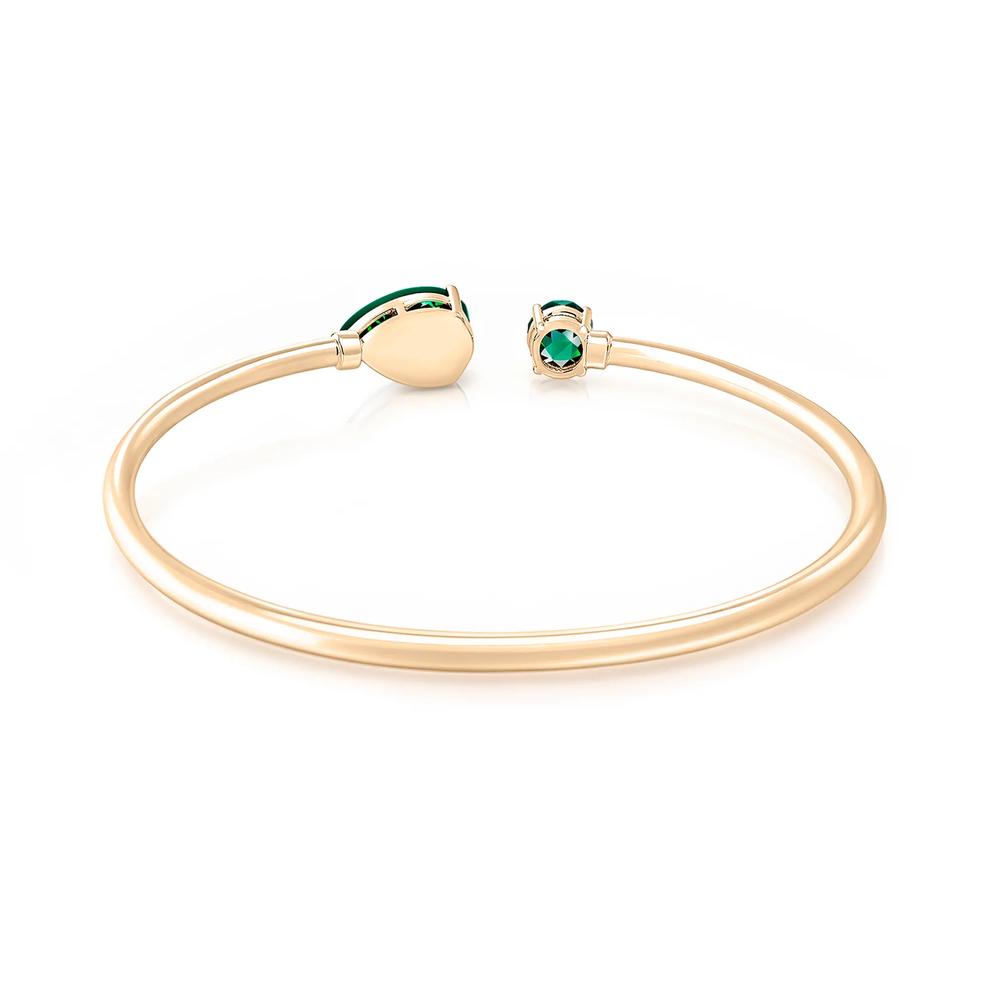 Lab-Created Emerald Bangle Bracelet in 14K Gold Vermeil – Image 2 of 2