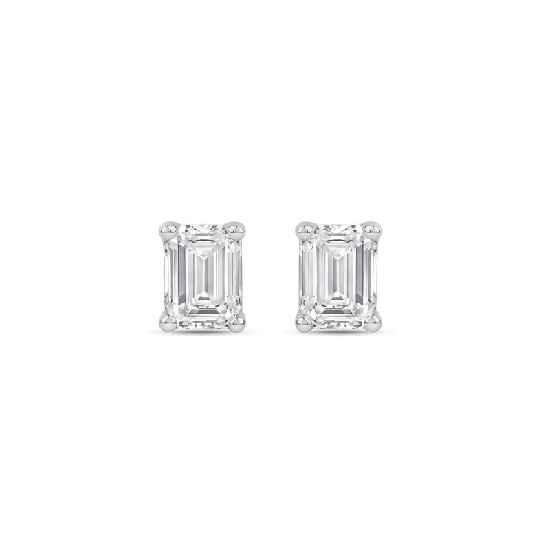 Lab Grown Diamond Emerald-Cut Solitaire Stud Earrings in 14K White Gold &#40;3/4 ct. tw.&#41; – Image 2 of 3