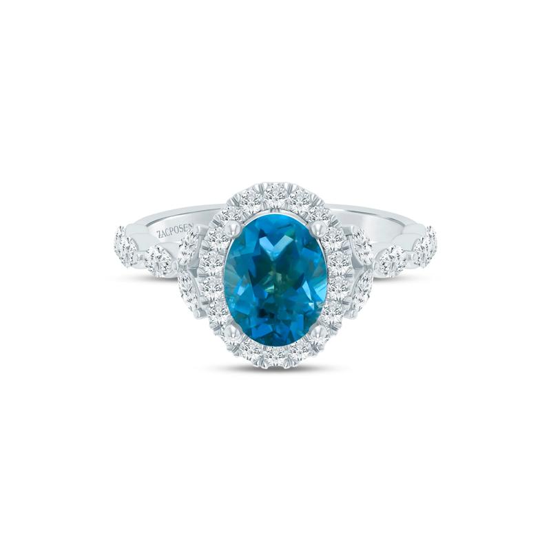 Saylor London Blue Topaz and Diamond Engagement Ring in 14K White Gold &#40;3/4 ct. tw.&#41; – Image 1 of 4