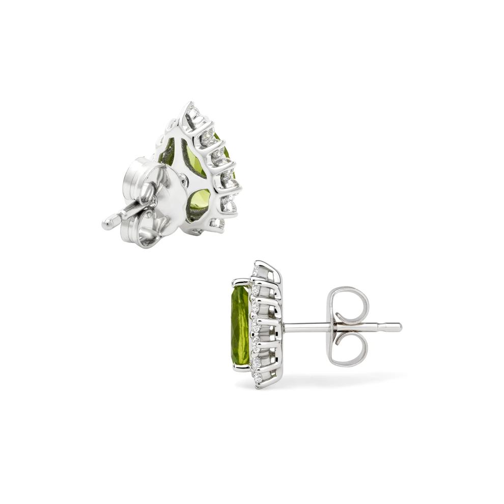 Peridot &amp; Lab-Created White Sapphire Stud Earrings in 10K White Gold – Image 2 of 2