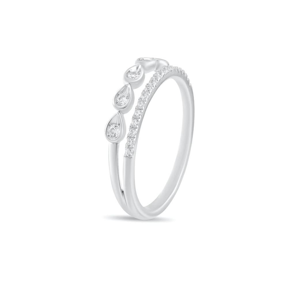 Diamond Double Row Ring in Sterling Silver (1/4 ct. tw.) – Image 3 of 4
