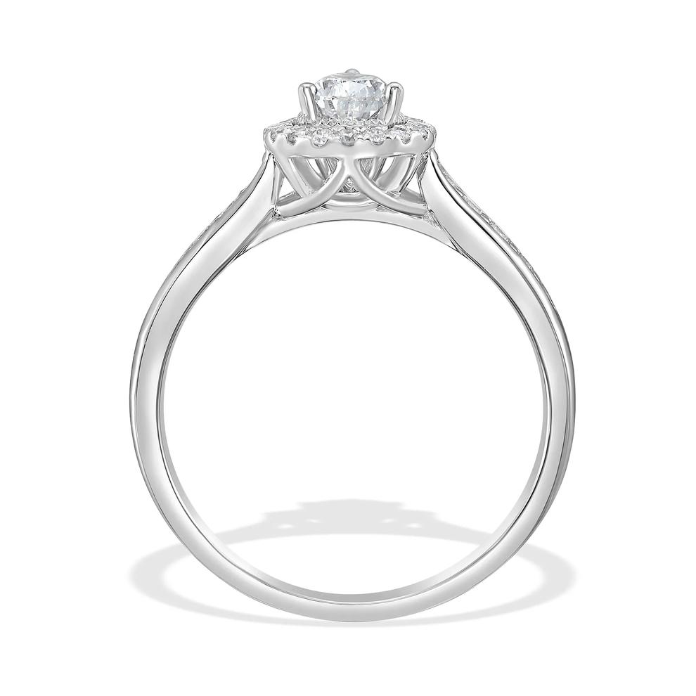 Diamond Pear-Shaped Halo Engagement Ring in 10K White Gold (3/4 ct. tw.) – Image 2 of 4