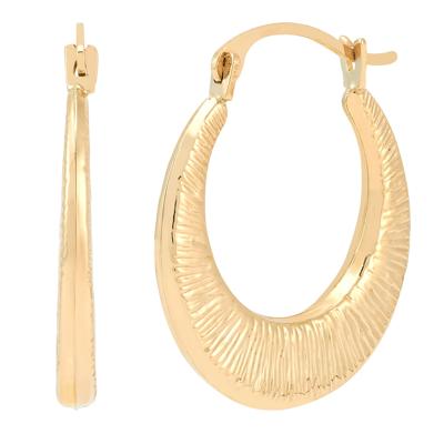 Textured Hoop Earrings in 10K Yellow Gold