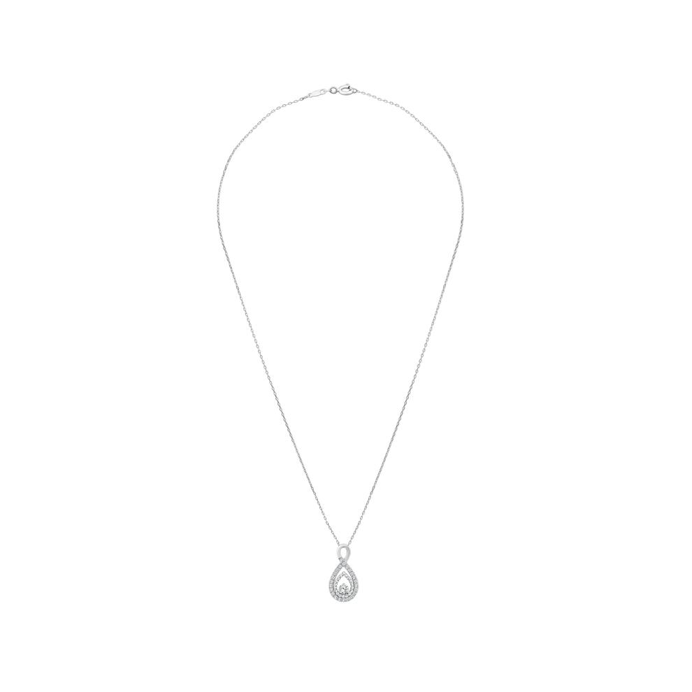 Diamond Pear-Shaped Pendant Necklace in 10K White Gold (1 ct. tw.) – Image 3 of 4